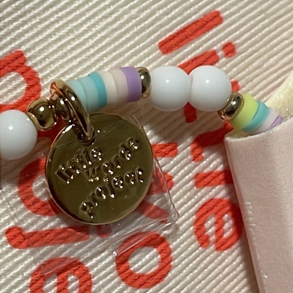 Little Words Bracelet White bead stretch Jewelry Best Friends New size S/M - Picture 4 of 5